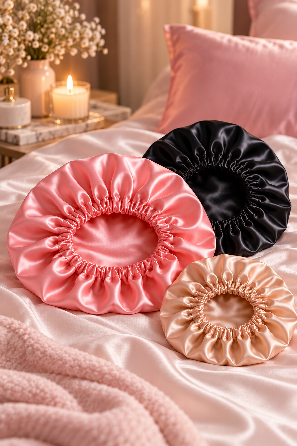 Bonnets satin 3 coloris